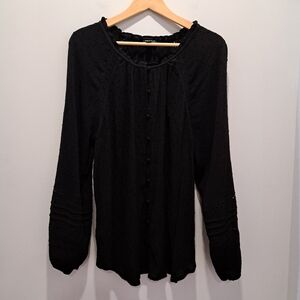 Torrid Black Long Sleeve Crochet Boho Indie Goth Whimsigoth Dark Fairy Top 2X